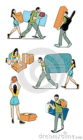 Moving home concept illustration Cartoon Illustration