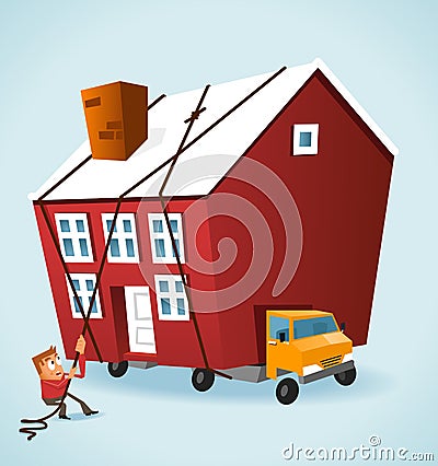 Moving House Cartoon Illustration