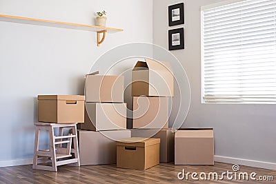 Moving house and boxes Stock Photo