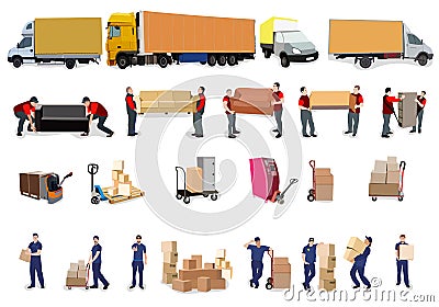 Moving House, Moving Office Vector Illustration