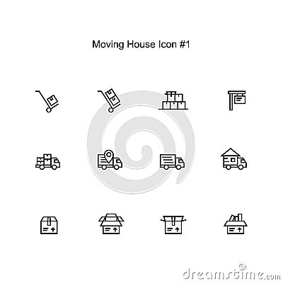 Moving house and relocation icon set design. simple clean monoline illustration Cartoon Illustration