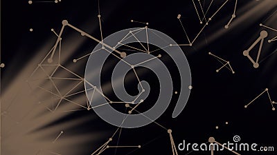 Moving molecular chains in computer. Motion. 3D lines in plexuses move in computer space. Geometric plexuses of lines Stock Photo