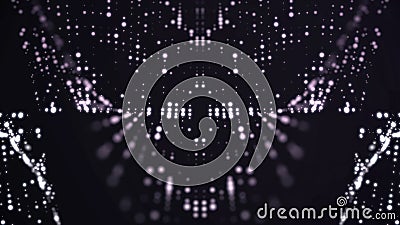 Moving Particle animation background. Flowing light dots on purple background. Concept of space Stock Photo