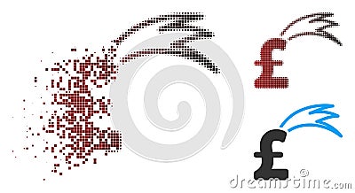 Moving Pixel Halftone Fortune Falling Pound Icon Vector Illustration