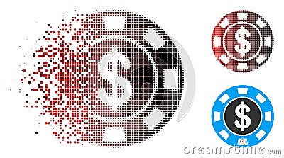 Moving Pixel Halftone Money Token Icon with Face Vector Illustration