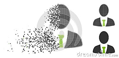 Moving Pixelated Halftone Boss Icon Vector Illustration