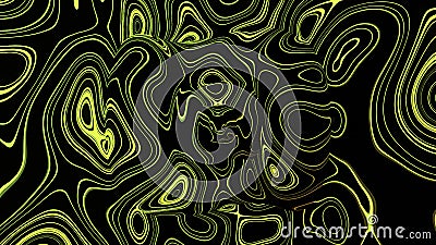 Moving random wavy texture. Design. Psychedelic animated abstract shapes on black background, toxic substance. Stock Photo