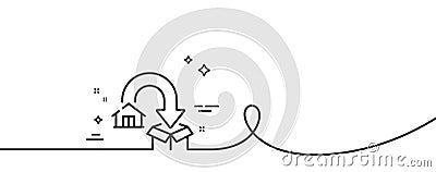 Moving service line icon. Packing things sign. Continuous line with curl. Vector Vector Illustration