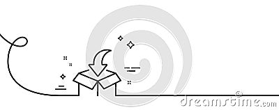 Moving service line icon. Packing things sign. Continuous line with curl. Vector Vector Illustration