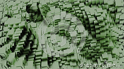 Moving stream of squares in matrix. Design. 3D cubes move quickly in flow of virtual space. Error with distortion in 3d Stock Photo
