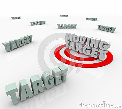 Moving Target Changing Plan Strategy Find Elusive Location Stock Photo
