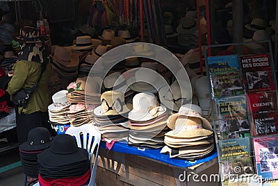 Hat shop at River Kwai Bridge Railway Station Editorial Stock Photo