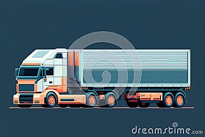 Moving Truck with Trailer: Transportation Concept. AI Stock Photo