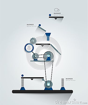 Moving working mechanism. Infographics robotic diagram, chart, scheme. Vector Illustration