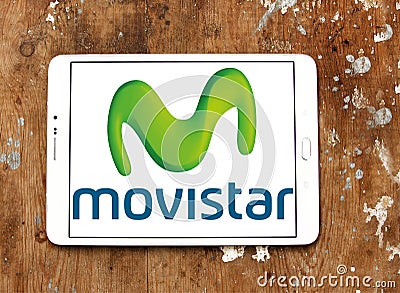 Movistar mobile operator logo Editorial Stock Photo