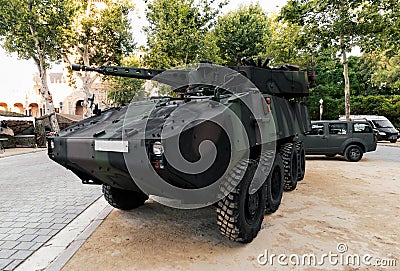 MOWAG Piranha IIIC. Marine infantry 8x8 armored vehicle. Display of military vehicles. Spanish Editorial Stock Photo