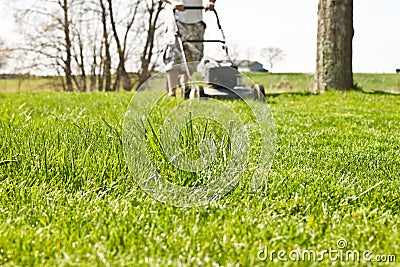 Mower Tall Grass Stock Photo