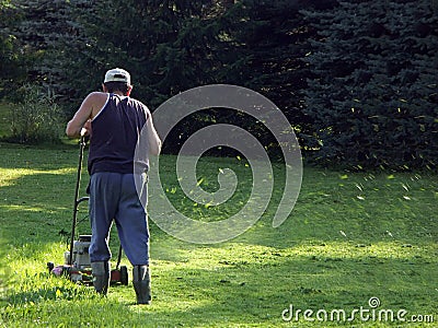 Mowing grass Stock Photo