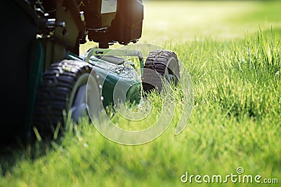 Mowing the grass Stock Photo