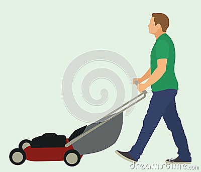 Mowing the Lawn Vector Illustration