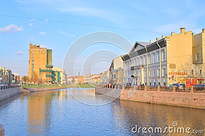 Moyka River in center of St.Petersburg. Editorial Stock Photo