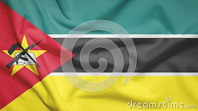 Mozambique flag with fabric texture Stock Photo