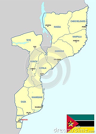 Mozambique map - cdr format Vector Illustration