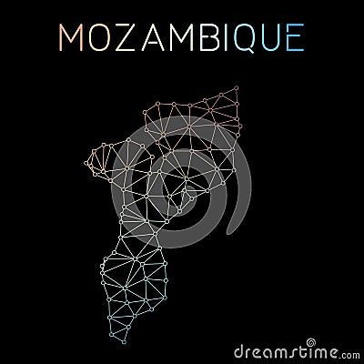 Mozambique network map. Vector Illustration