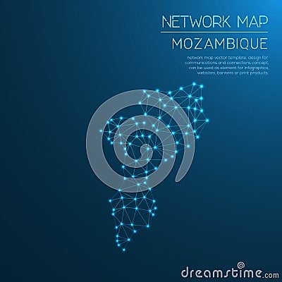 Mozambique network map. Vector Illustration