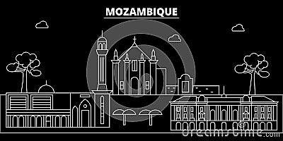 Mozambique silhouette skyline, vector city, mozambican linear architecture, buildings. Mozambique travel illustration Vector Illustration