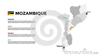 Mozambique vector map infographic template. Slide presentation. Global business marketing concept. Color country. World Vector Illustration