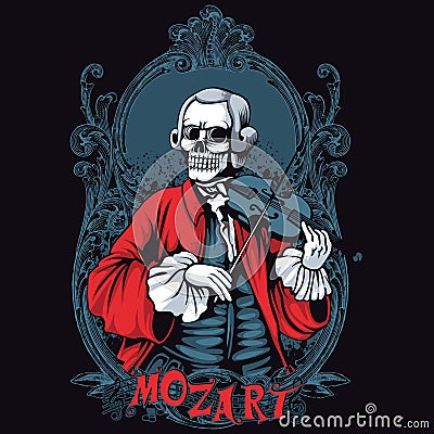 Mozart Skeleton Shirt Design Vector Illustration