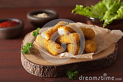 Mozzarella cheese sticks with ketchup Stock Photo