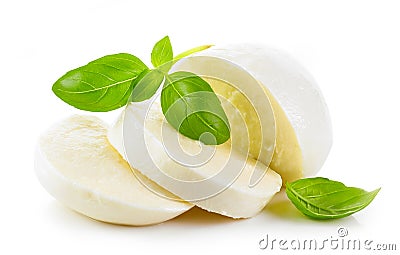 Mozzarella cheese on white background Stock Photo