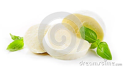 Mozzarella cheese on white background Stock Photo