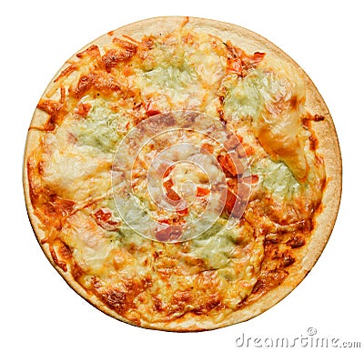 Mozzarella pizza isolated on white. Close-up. Stock Photo