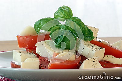 mozzarella salad with organic tomato Stock Photo