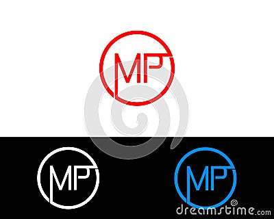 MP circle Shape Letter logo Design Vector Illustration