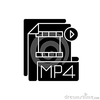 MP4 file black glyph icon Vector Illustration