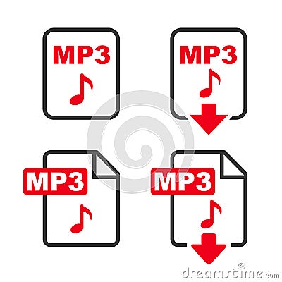 MP3 file download icon. The MP3 icon. File format symbol flat â€“ vector Stock Photo