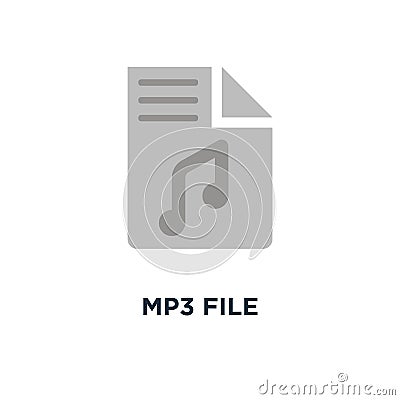 mp3 file icon. flat concept symbol design, of music player on wh Vector Illustration