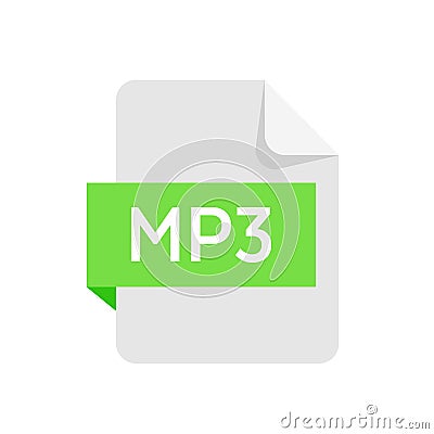 MP3 format file isolated on white background. Vector Illustration