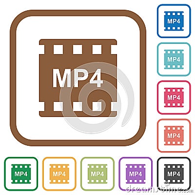 Mp4 movie format simple icons Stock Photo
