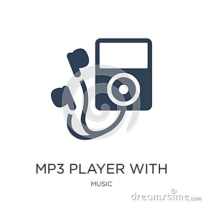 mp3 player with headphones icon in trendy design style. mp3 player with headphones icon isolated on white background. mp3 player Vector Illustration