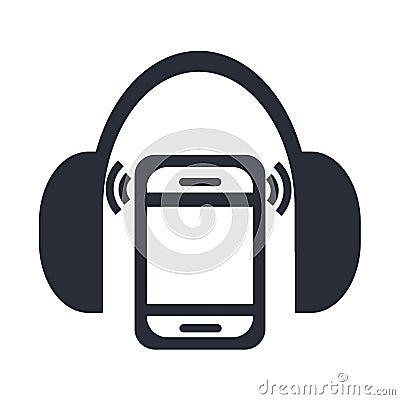Mp3 player with headphones icon vector sign and symbol isolated on white background, Mp3 player with headphones logo concept Vector Illustration