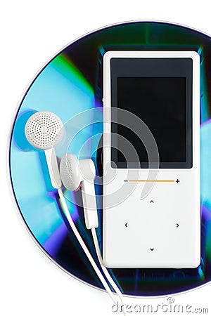 MP3 player and CD disk Stock Photo