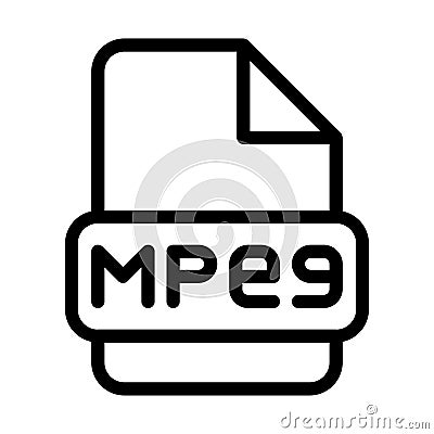Mpeg File Icon. Type Files Sign outline symbol Design, Icons Format Type Data. Vector Illustration Vector Illustration