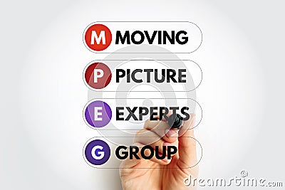 MPEG - Moving Picture Experts Group acronym with marker, concept background Stock Photo