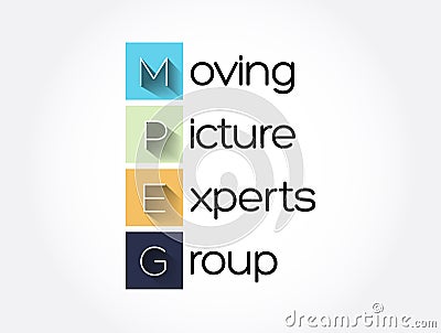 MPEG - Moving Picture Experts Group acronym, technology concept Stock Photo