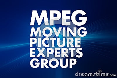 MPEG - Moving Picture Experts Group acronym, technology concept background Stock Photo